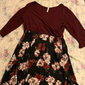 Botanical Brunch A-Line Dress in Merlot Blooms